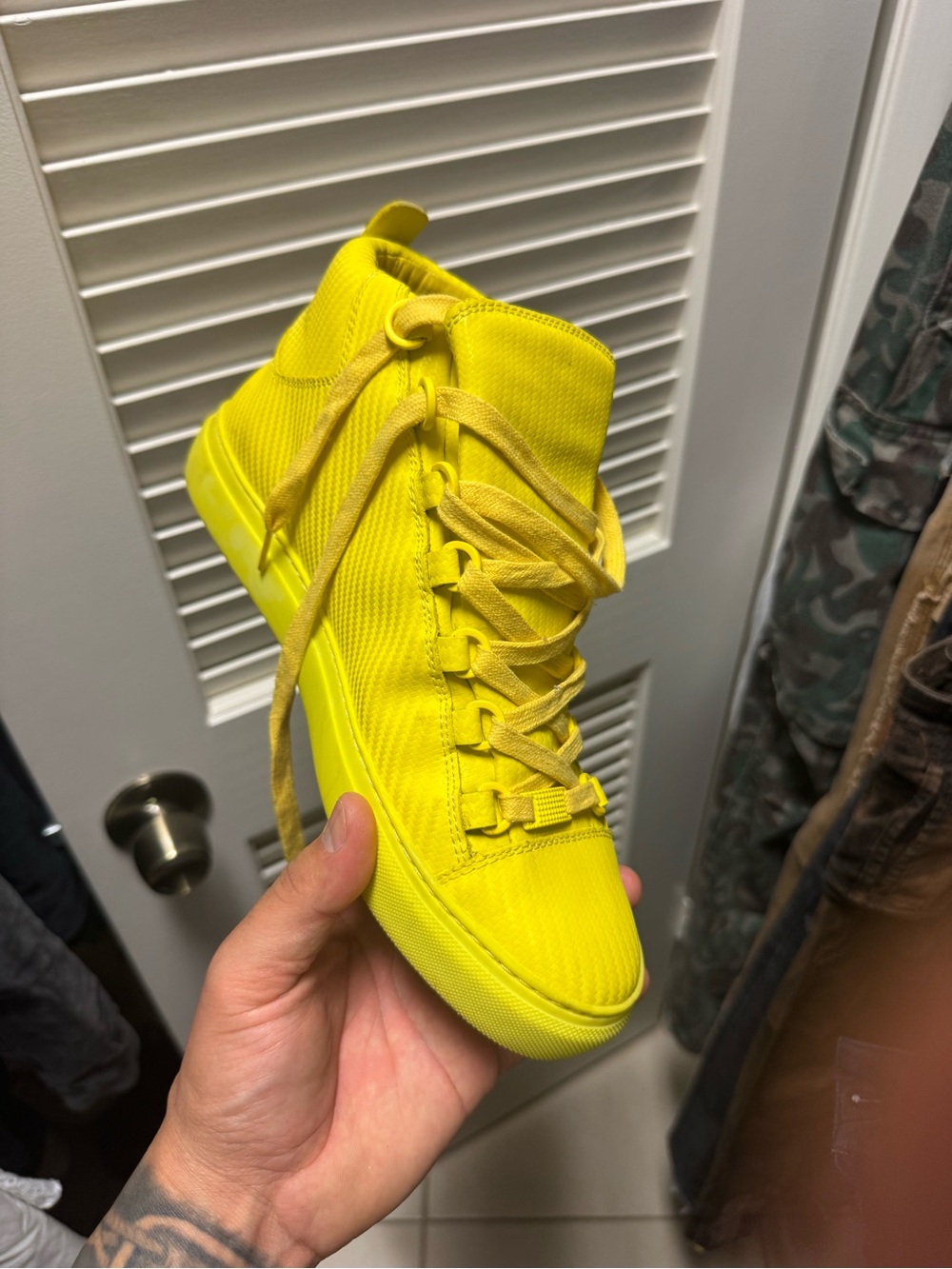 Balenciaga Neon Yellow High-Top Sneakers